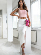 Slit Elastic Waist Skirt - Piña Colada