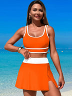 Scoop Neck Top and Skort Swim Set - Piña Colada