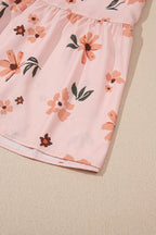 Pink Floral V Neck Smocked High Waist Ruffle Hem Maxi Dress - Piña Colada