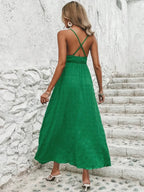 Crisscross Back Smocked Maxi Cami Dress - Piña Colada
