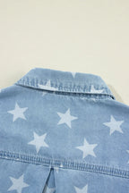 Star Collared Neck Denim Jacket - Piña Colada
