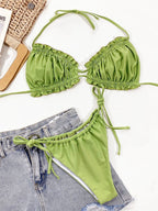 Frill Trill Halter Neck Bikini Set - Piña Colada