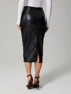 Slit Back Ruched Midi Skirt - Piña Colada