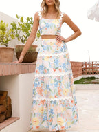 Printed Cami and Maxi Skirt Set - Piña Colada