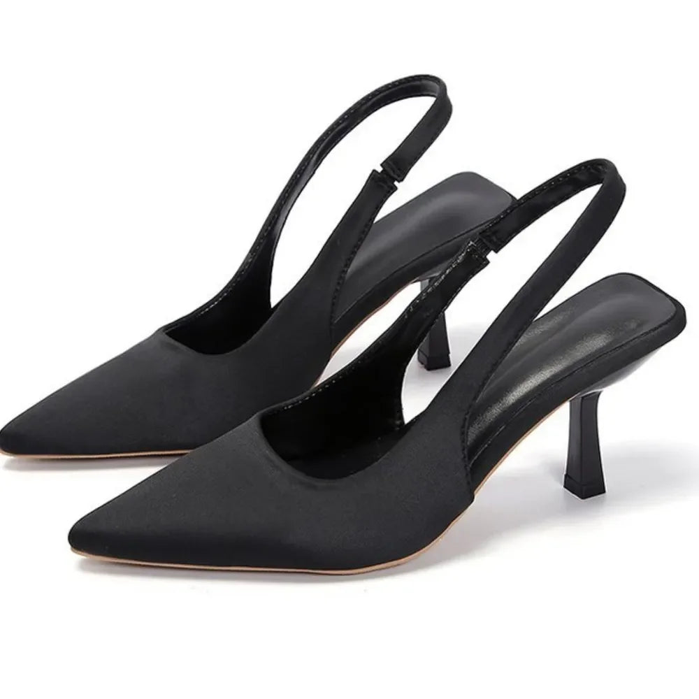 Point Toe Kitten Heel Slingback Pumps - Piña Colada