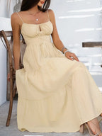 Devine Smocked Tiered Maxi Cami Dress - Piña Colada