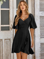 Smocked Tie Back Ruffle Hem Dress - Piña Colada