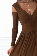 Slit Surplice Long Sleeve Maxi Dress - Piña Colada