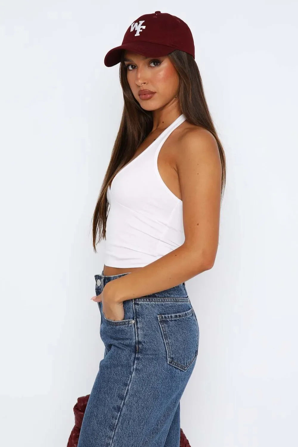 Lovelet Halter Neck Cropped Slim Cami - Piña Colada