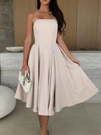 Solid Color Tube Midi Dress - Piña Colada