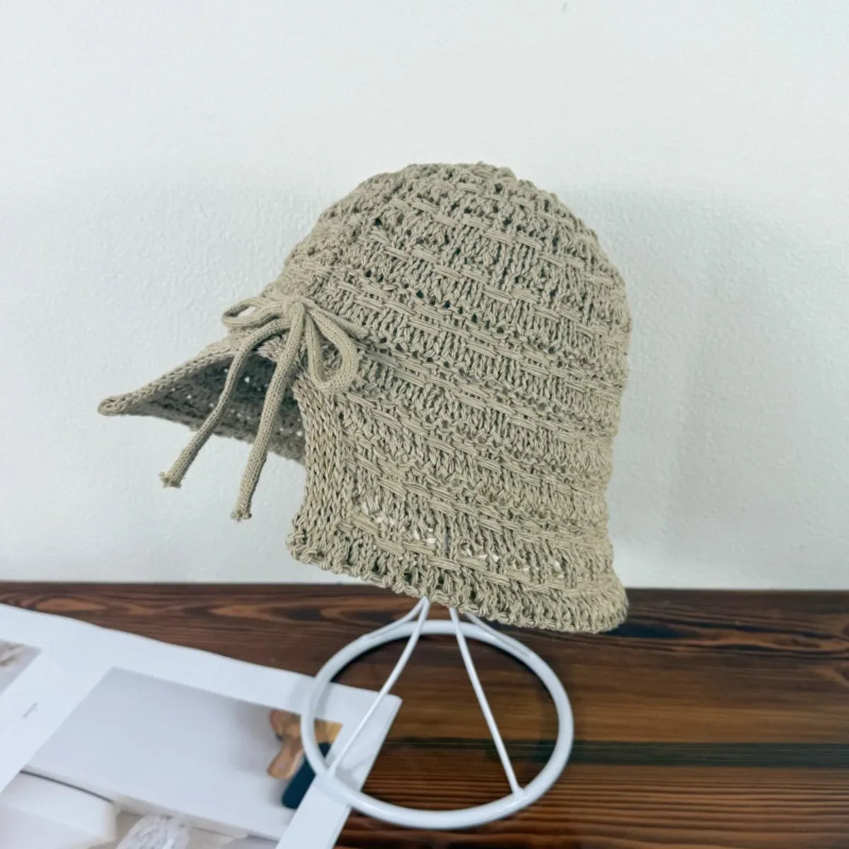 Crochet Bucket Hat with Drawstring - Piña Colada