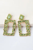 Square Shape Glass Stone Dangle Earrings - Piña Colada