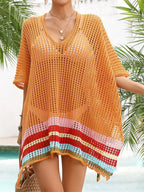 Crochet V-Neck Cover-Up Dress - Piña Colada