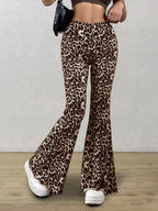 Leopard Flare Pants - Piña Colada