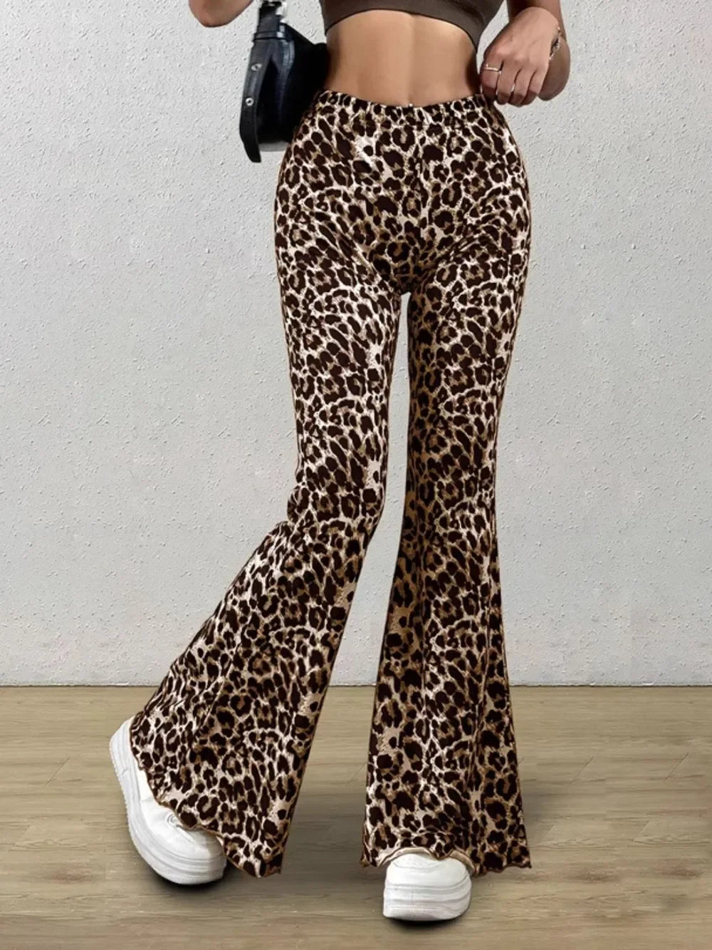 Leopard Flare Pants - Piña Colada