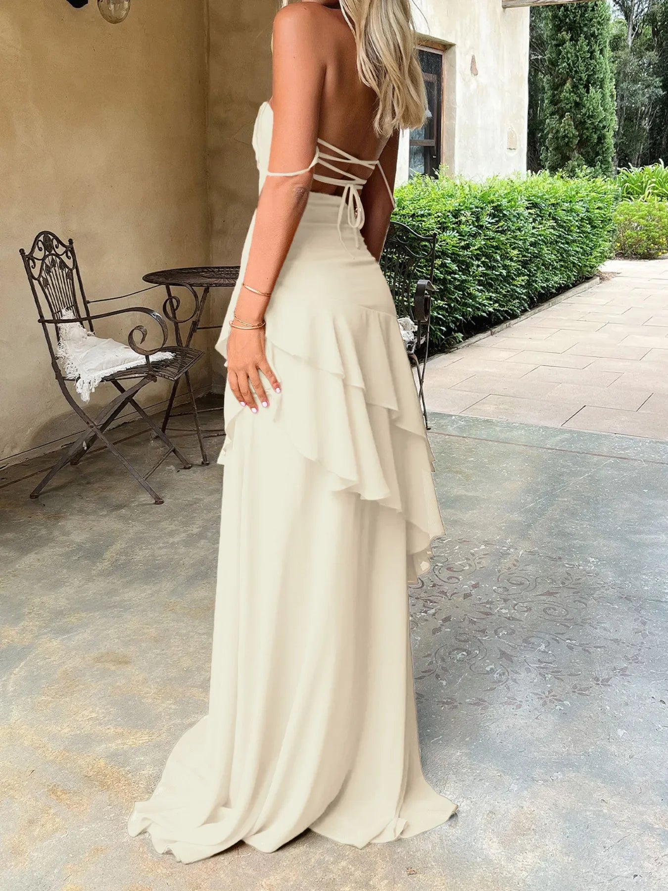 Sweetheart Neck Ruffled Maxi Cami Dress - Piña Colada