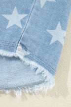 Star Collared Neck Denim Jacket - Piña Colada