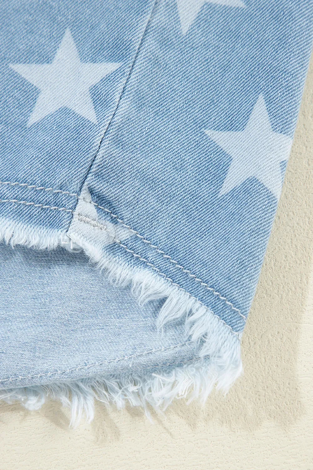 Star Collared Neck Denim Jacket - Piña Colada