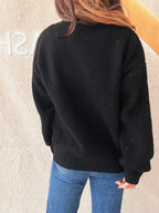 Bow Pattern Casual Long Sleeve Sweater - Piña Colada