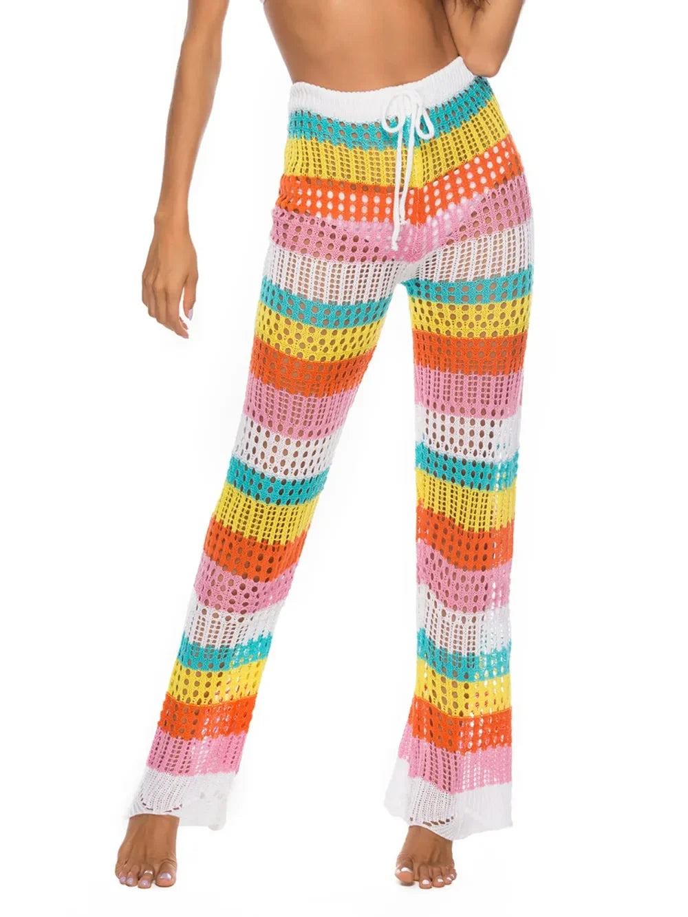 Cutout Contrast High Waist Swim Pants - Piña Colada