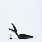 PU Leather Point Toe Stiletto Heel Pumps - Piña Colada