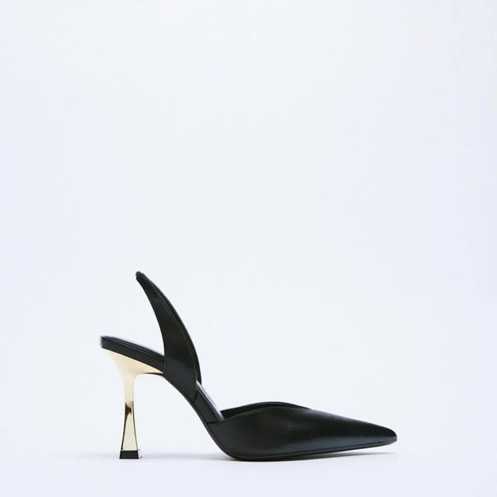PU Leather Point Toe Stiletto Heel Pumps - Piña Colada