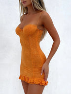 Bustier Cami Mini Dress with Ruffle Hem - Piña Colada