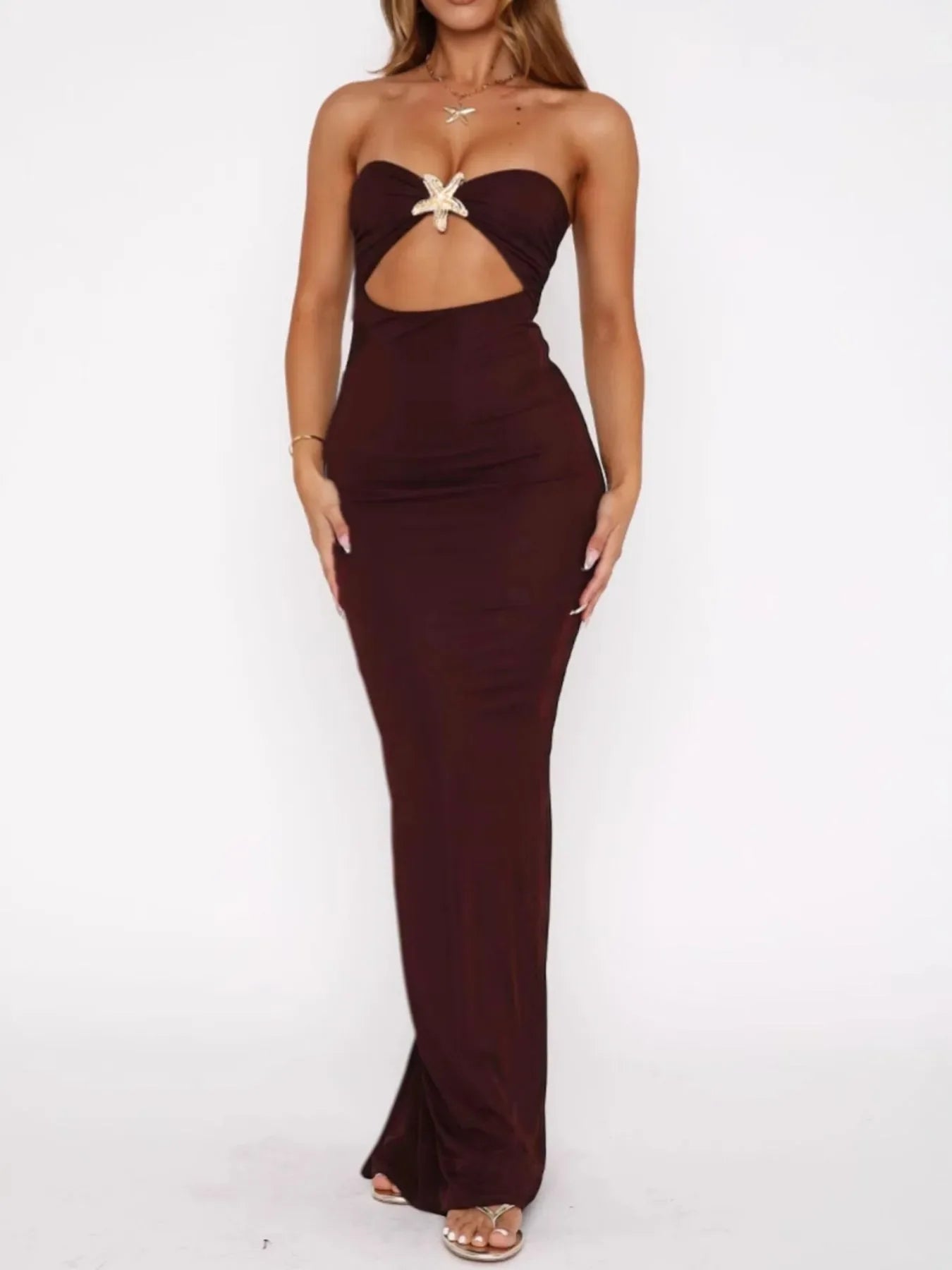 Cutout Sweetheart Neck Tube Maxi Dress - Piña Colada