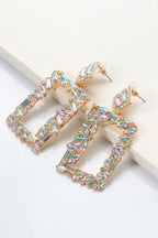 Square Shape Glass Stone Dangle Earrings - Piña Colada