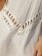 Crochet Detail Beach Cover Up Dress - Piña Colada