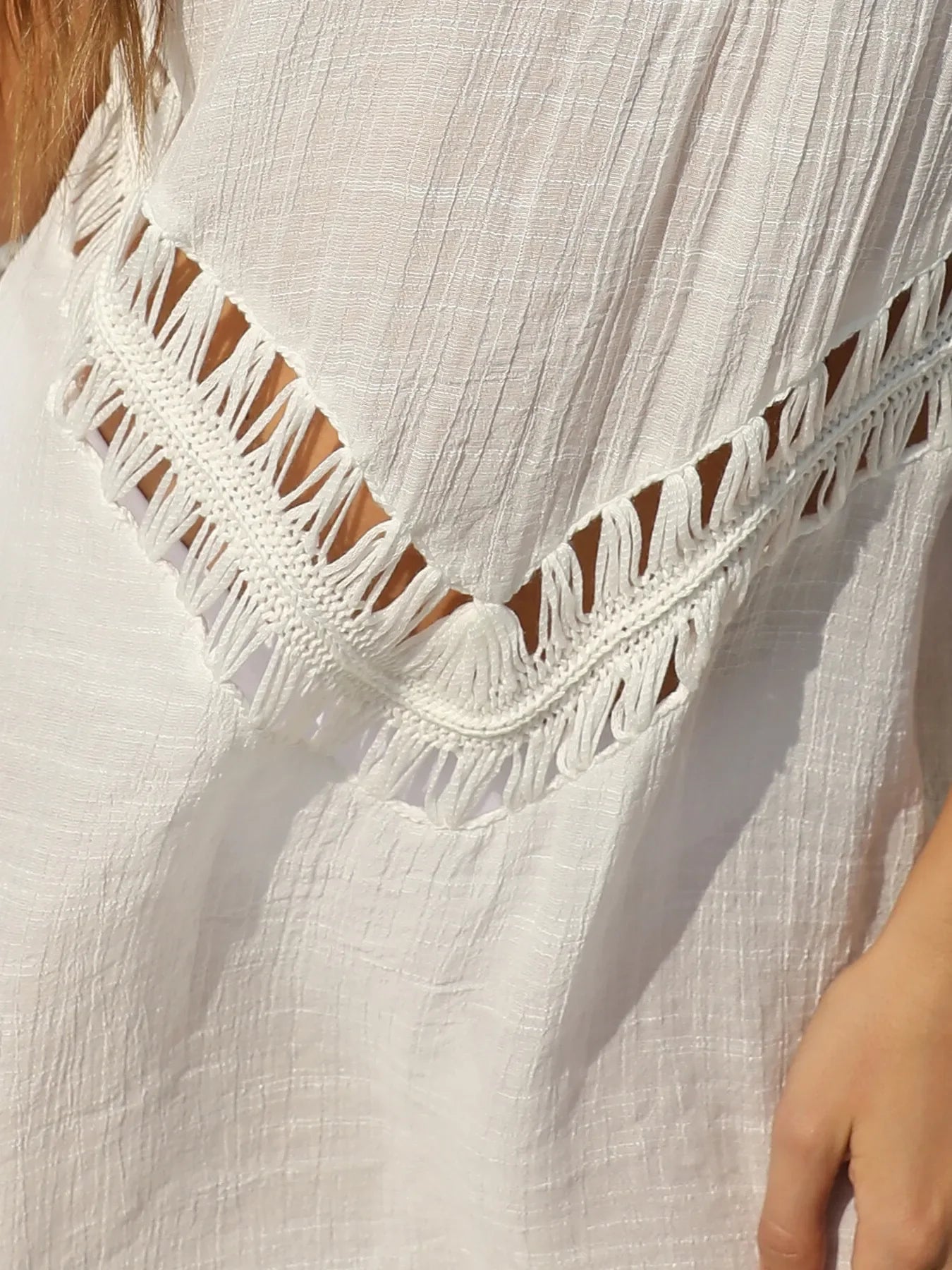 Crochet Detail Beach Cover Up Dress - Piña Colada