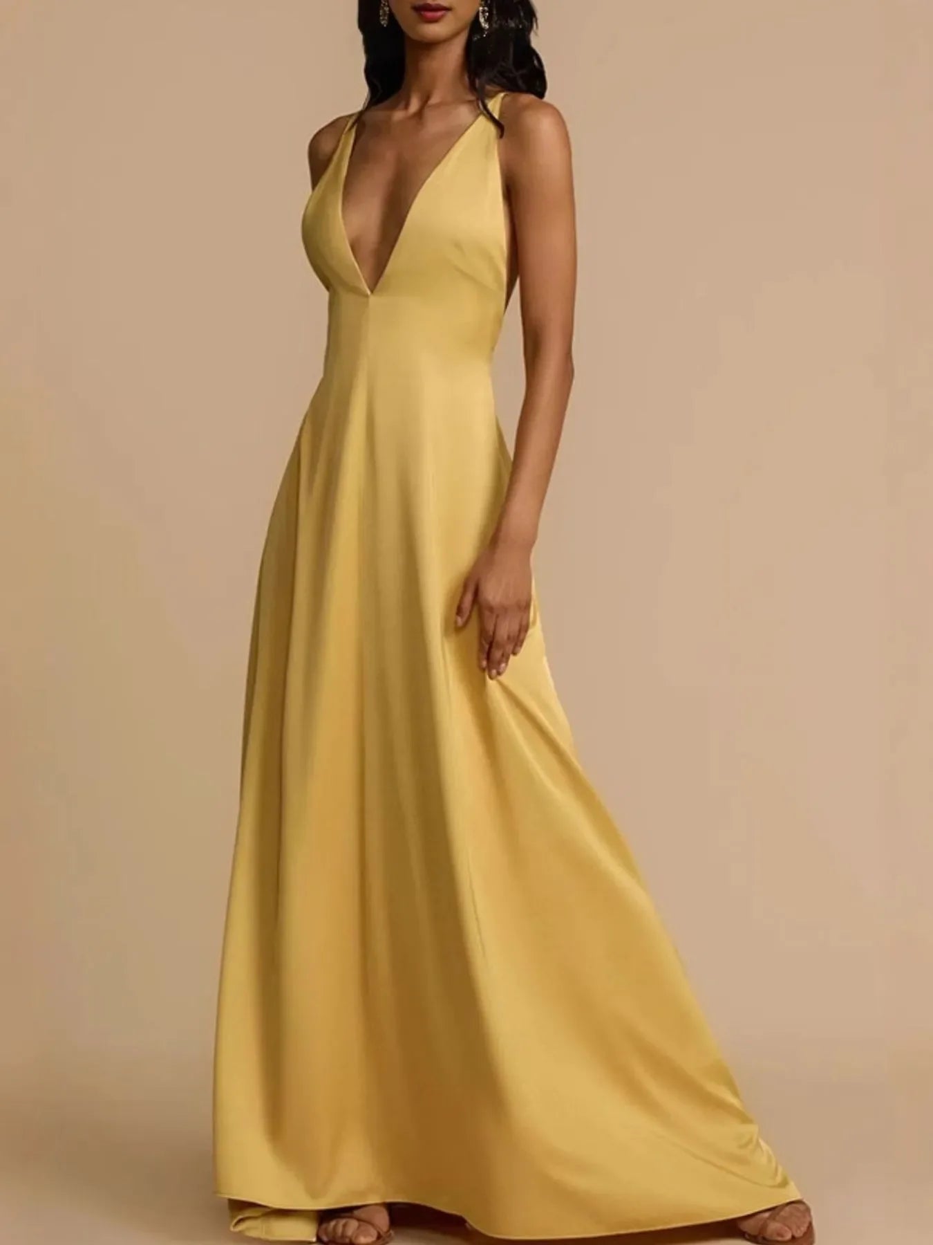 Deep V-Neck Maxi Dress - Piña Colada
