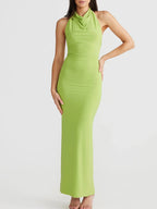 Backless Slit Sleeveless Bodycon Maxi Dress - Piña Colada