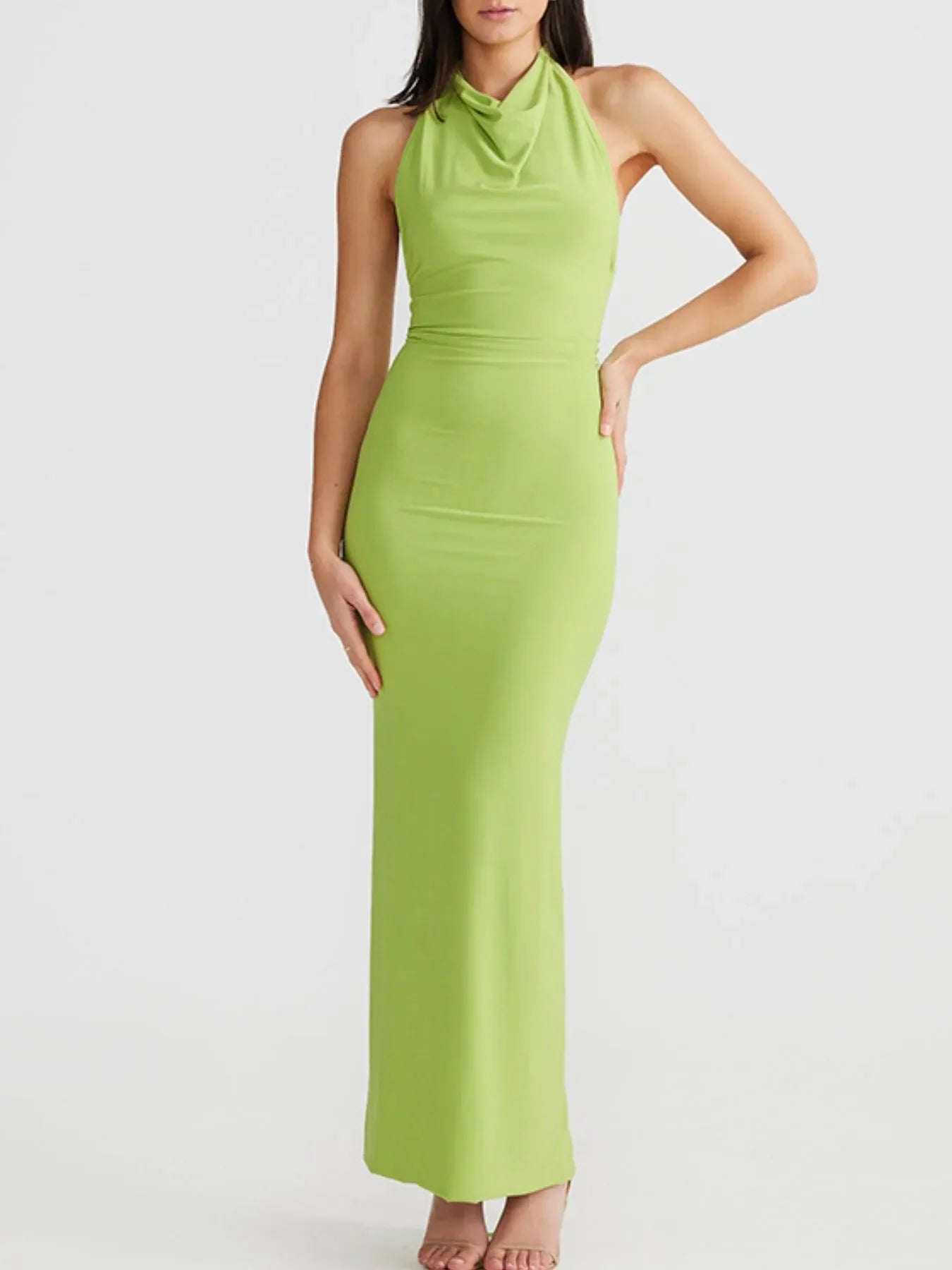 Backless Slit Sleeveless Bodycon Maxi Dress - Piña Colada