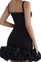 Ruched Square Neck Sleeve Mini Dress - Piña Colada