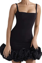 Ruched Square Neck Sleeve Mini Dress - Piña Colada