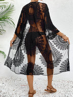 Lace Open Front Longline Cover-Up - Piña Colada
