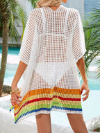 Crochet V-Neck Cover-Up Dress - Piña Colada