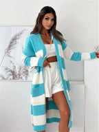 Color Block Open Front Cardigan - Piña Colada