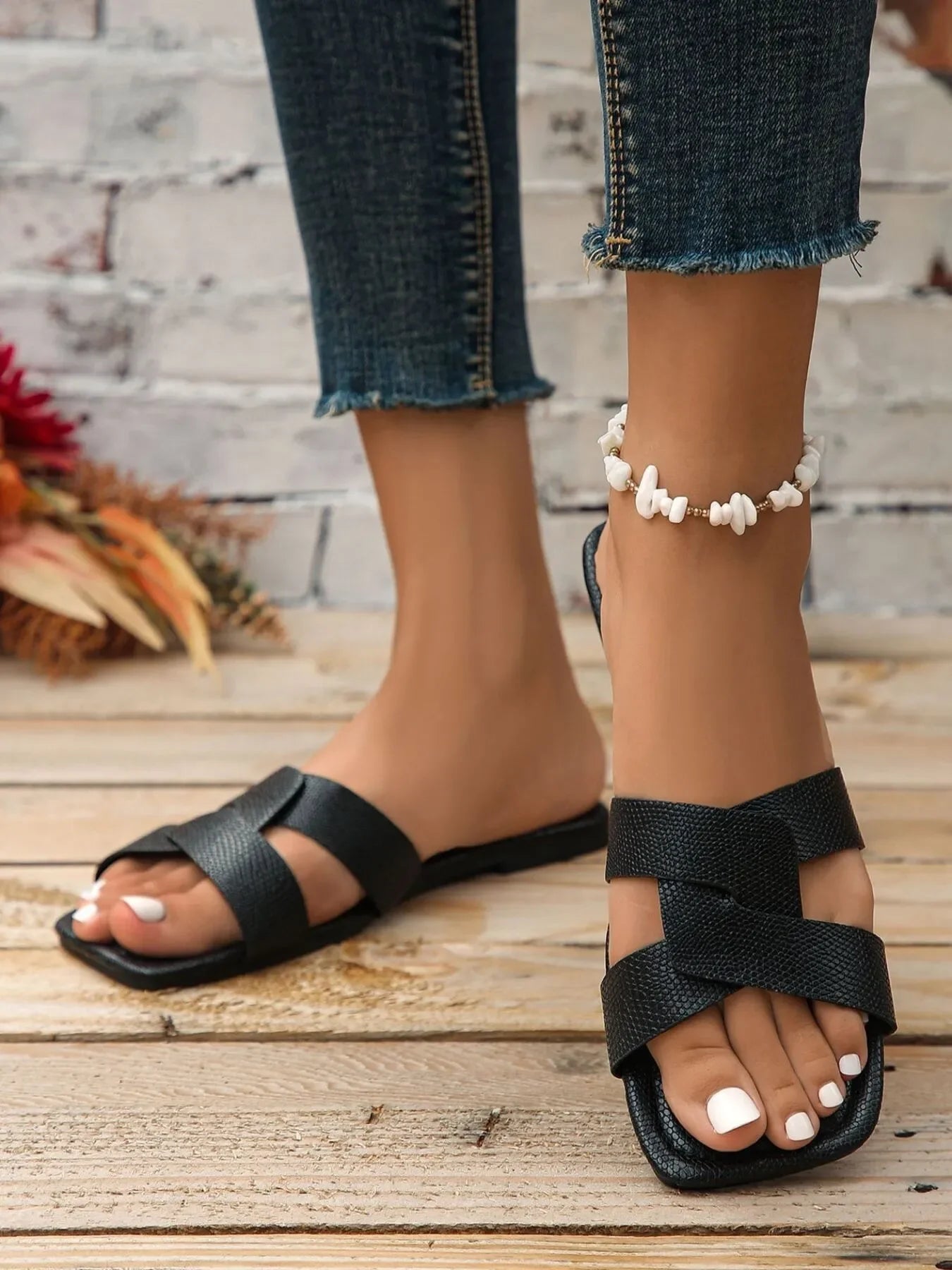 Strappy Flat Sandals - Piña Colada