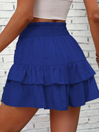 Ruffle Layered High Waist Casual Skort - Piña Colada