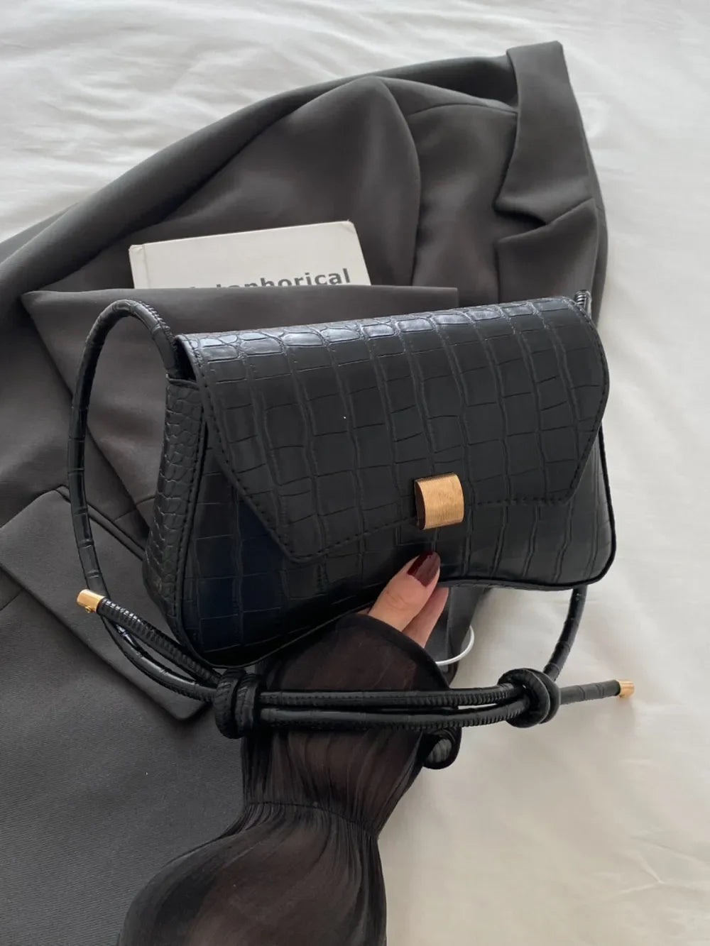 PU Leather Texture Crossbody Bag - Piña Colada