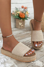 White Boho Single Band Slippers - Piña Colada