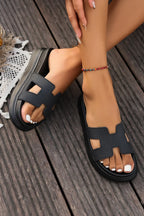 Chestnut Cutout Open Toe Platform Slides Shoes - Piña Colada