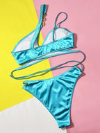 Chain Detail Crisscross Bikini Set - Piña Colada