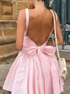 Backless Square Neck Mini Dress - Piña Colada