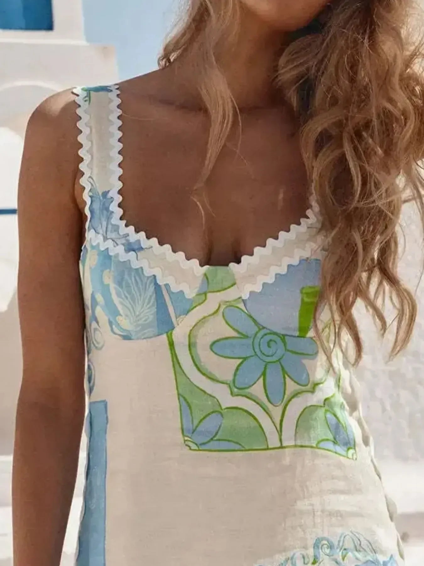 Tied Back Printed Maxi Dress - Piña Colada