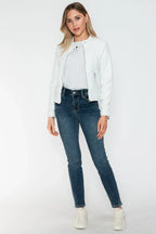 Snobbish PU Leather Zip Up Jacket with Pockets - Piña Colada