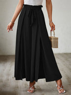 Tied Slit Wide Leg Pants - Piña Colada