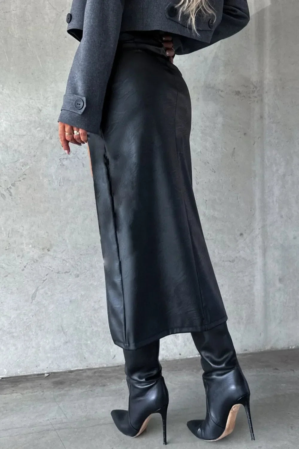 Slit Midi Skirt with Pockets - Piña Colada